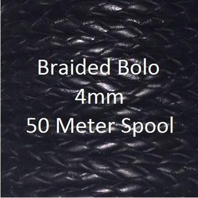 Braided Bolo Cord, 4mm, 50 Meter Spool - Leather Cord and More, Braided Bolo Cord, 4mm - Leather Cord