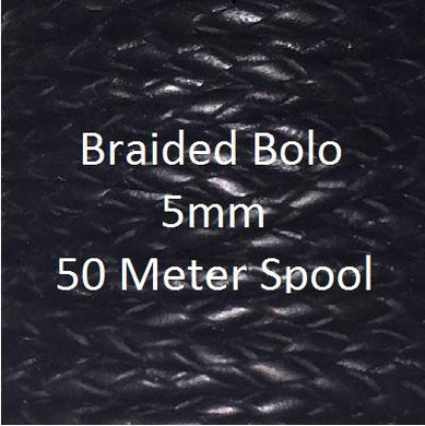 Braided Bolo Cord, 5mm, 50 Meters - Leather Cord and More, Braided Bolo Cord, 5mm - Leather Cord