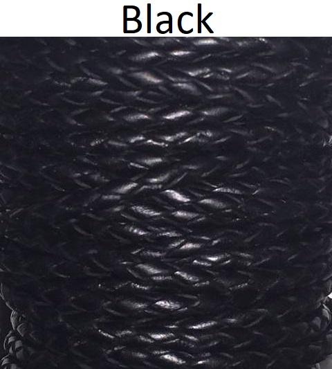Black Leather Cord, Round Leather Cord, Round Bolo Braided Leather