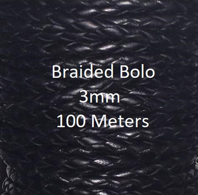 Braided Bolo Cord, 3mm, 100 Meter Spool - Leather Cord and More, Braided Bolo Cord, 3mm - Leather Cord