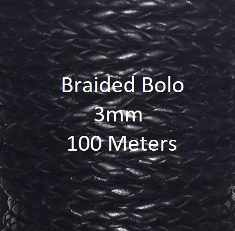 Braided Bolo Cord, 3mm, 100 Meter Spool –