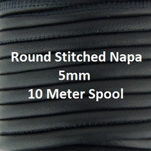 Round Stitched Napa, 5mm, 10 Meter Spool
