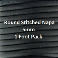 Round Stitched Napa, 5mm, 1 Foot Pack